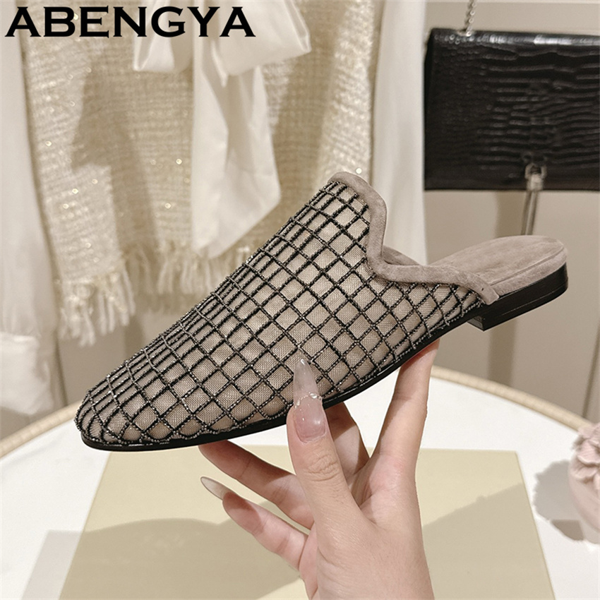 Shiny Lace Mesh Round Toe Flat - Ethnic Fashion For Women ulasan dan harga
