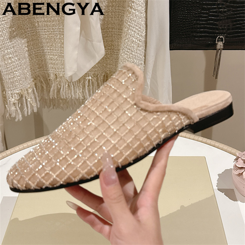 Shiny Lace Mesh Round Toe Flat - Ethnic Fashion For Women ulasan dan harga