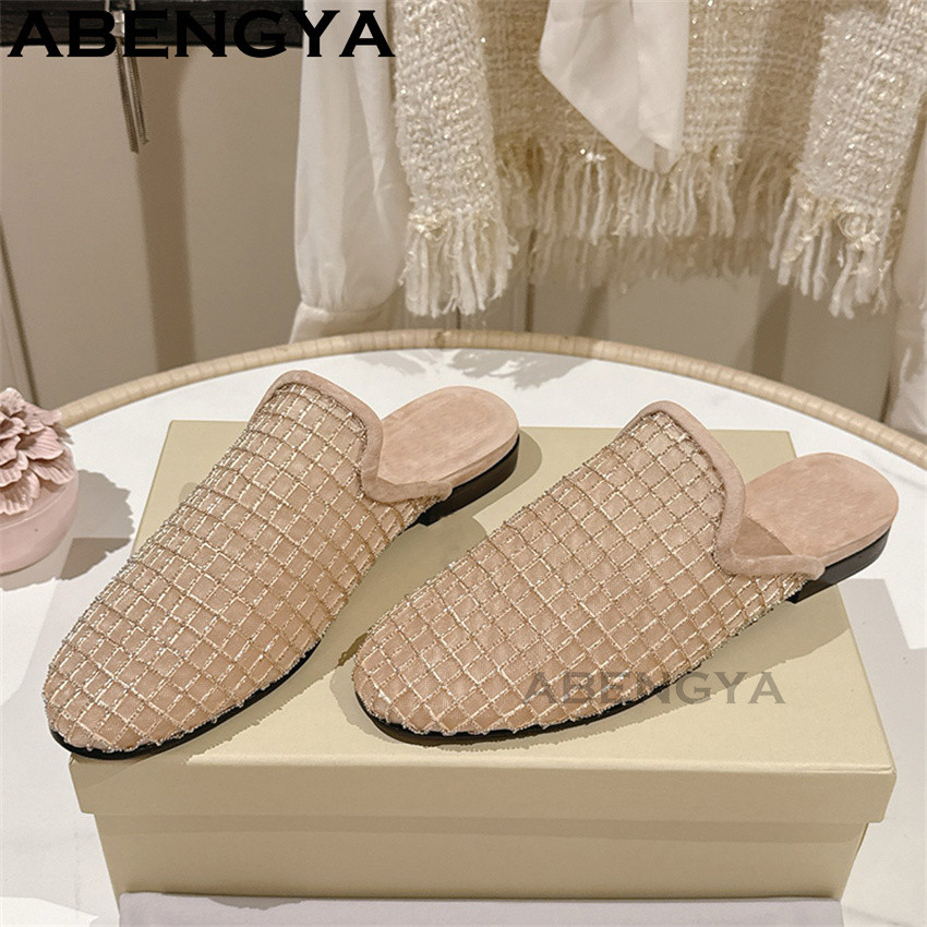 Shiny Lace Mesh Round Toe Flat - Ethnic Fashion For Women ulasan dan harga