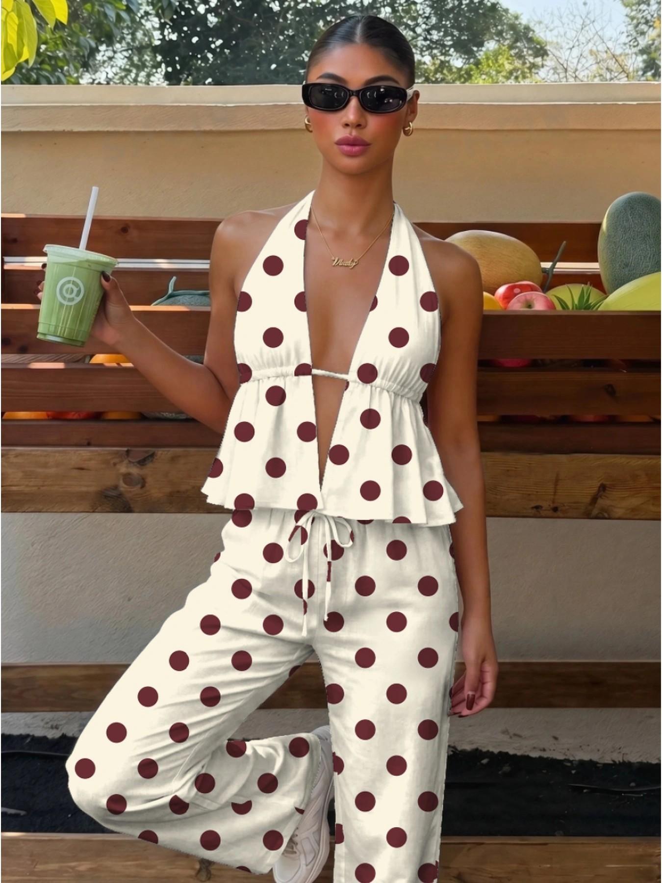 Vintage Large Dot Halter Top w - Ethnic Fashion Collection ulasan dan harga