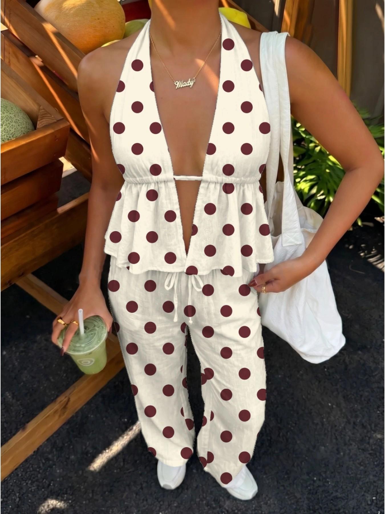 Vintage Large Dot Halter Top w - Ethnic Fashion Collection ulasan dan harga