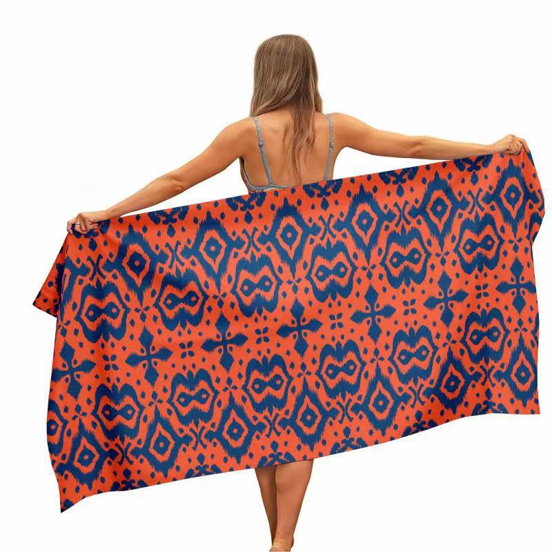 Orange Blue Ikat Print Beach T - Ikat Woven Fabric ulasan dan harga