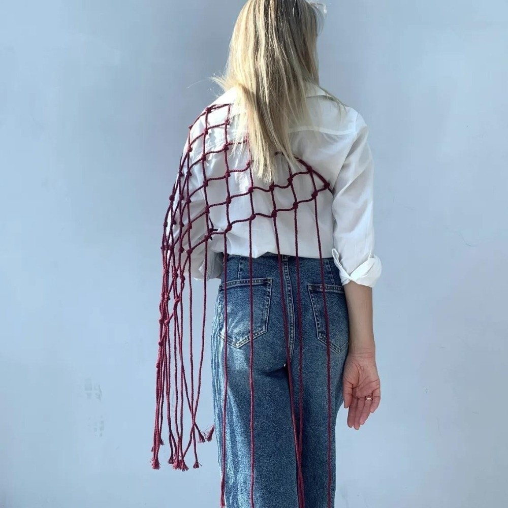 Bohemian Netted Fringe Scarf S - Ethnic Fashion Designers ulasan dan harga