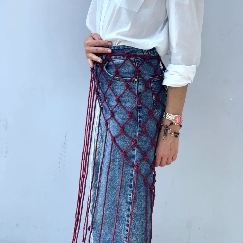 Bohemian Netted Fringe Scarf S - Ethnic Fashion Designers ulasan dan harga