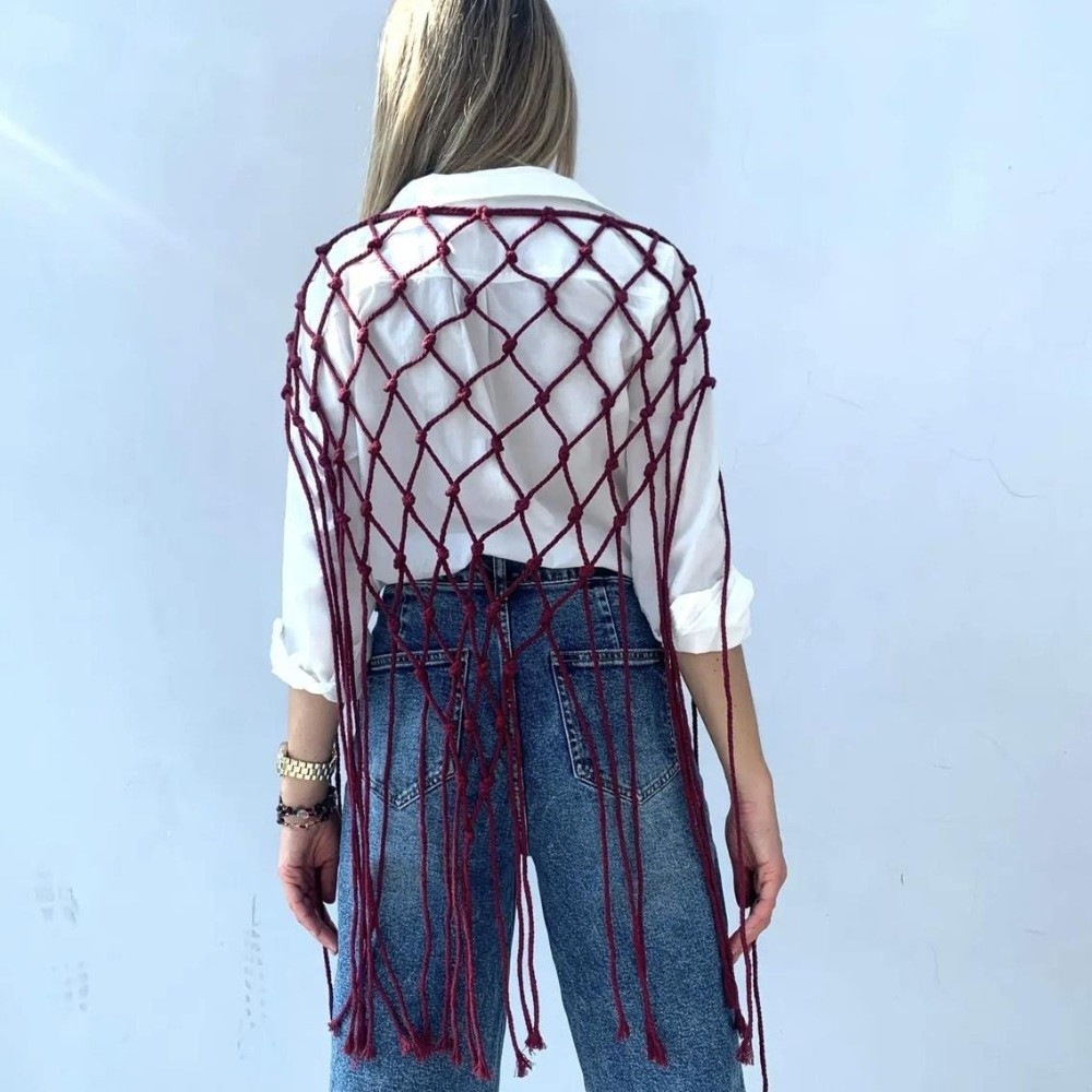 Bohemian Netted Fringe Scarf S - Ethnic Fashion Designers ulasan dan harga