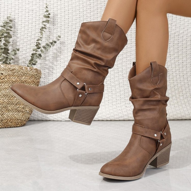 Womens Mid-Calf Boots Retro St - Ethnic Fashion For Women ulasan dan harga