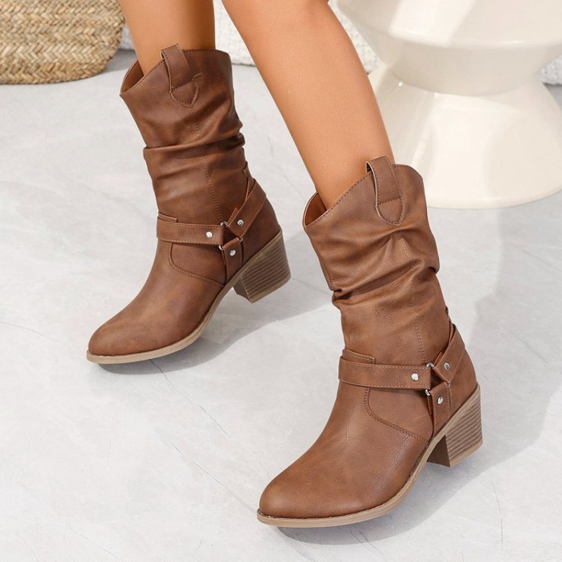 Womens Mid-Calf Boots Retro St - Ethnic Fashion For Women ulasan dan harga